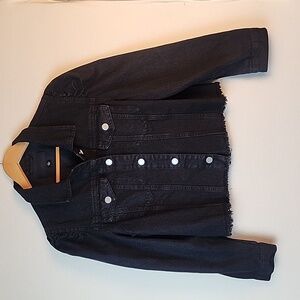 Blank nyc Black Raw Edged Cropped Denim Jacket Large